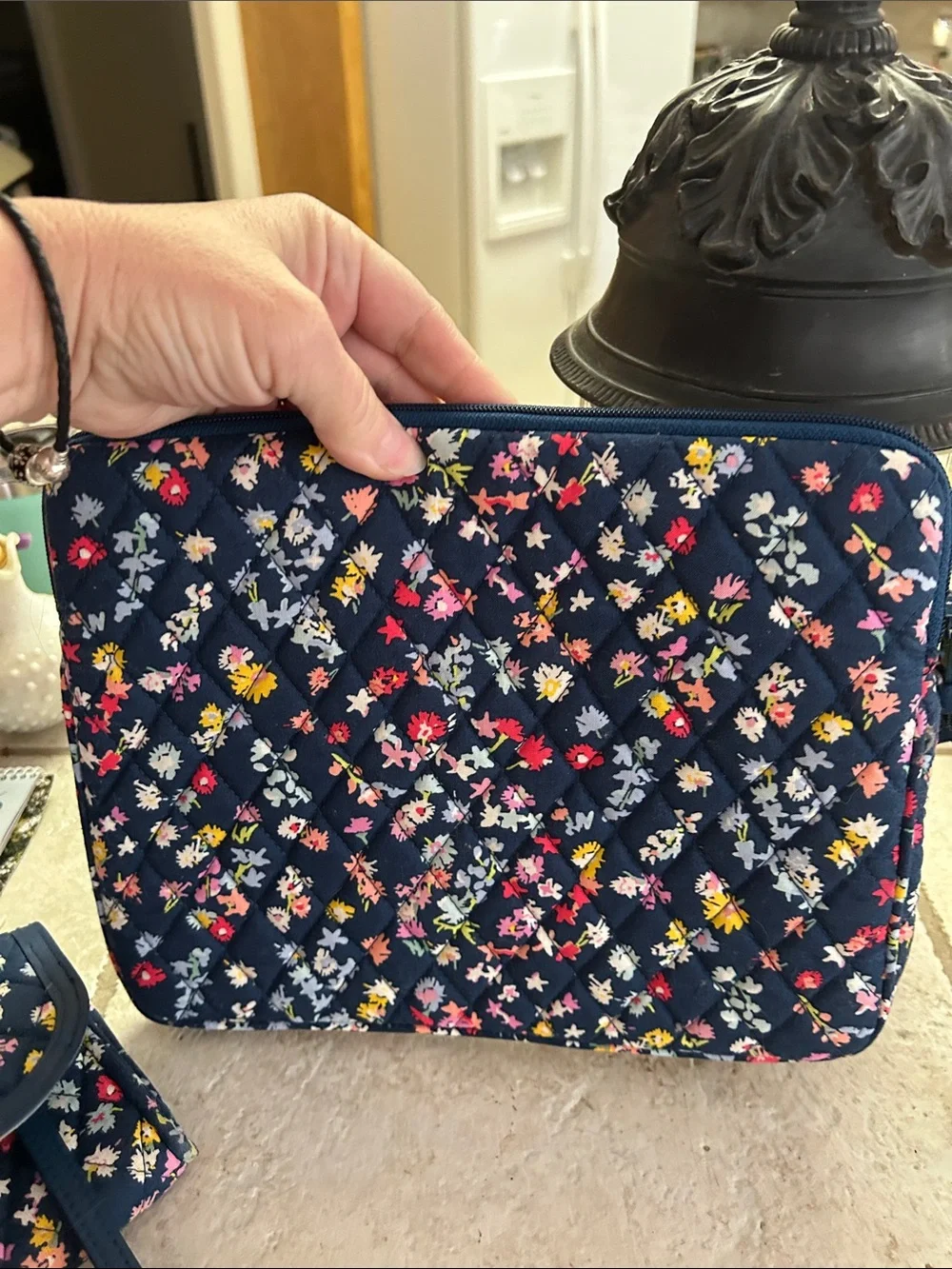 Vera Bradley Navy Quilted Floral Wallet and Tablet Cover